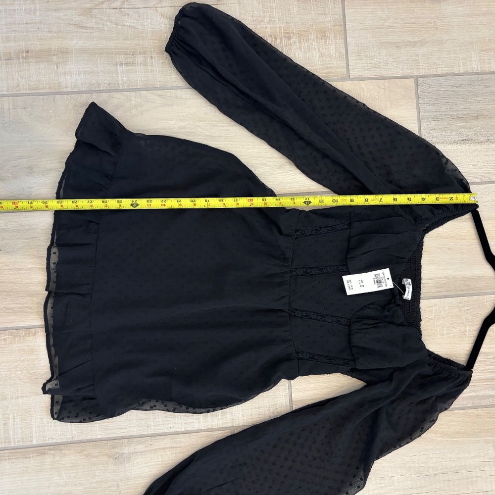 NWT Hollister Black Swiss Dot Corset Mini Dress - Long Sleeve Lace Detail, XS - Picture 12 of 13